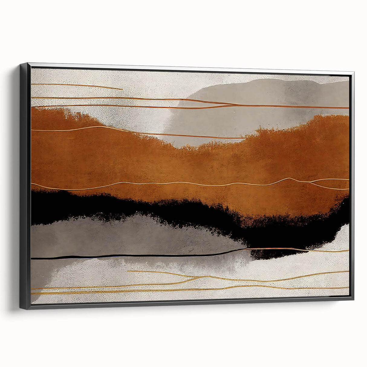 Framed canvas wall art showcasing an abstract design of strokes and lines in black hues, highlighting modern aesthetics and elegance. Ideal for contemporary decor.