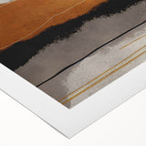 Abstract wall art design featuring vibrant strokes and lines in shades of blue, orange, and yellow, printed on rolled canvas for home decor enhancement. Ideal for modern interiors, this artwork adds a dynamic touch to any room.