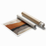 Abstract wall art print showcasing vibrant strokes and lines in shades of blue, orange, and yellow, perfect for modern home decor or artistic spaces.