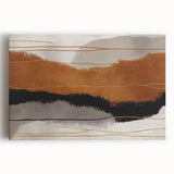 Abstract wall art featuring vibrant strokes and lines in shades of blue, orange, and yellow, showcasing a modern design perfect for contemporary decor.