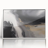 Framed acrylic wall art showcasing an abstract design of colorful strokes and lines, set against a white backdrop, perfect for modern home decor.