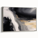 Framed canvas wall art showcasing an abstract design of colorful strokes and lines, presented with a sleek silver frame, perfect for modern decor.