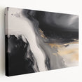 Abstract wall art featuring bold strokes and lines in vibrant colors, showcasing a contemporary design on stretched canvas with a side view display, perfect for modern decor.