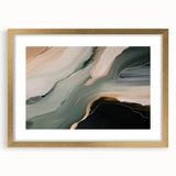 Abstract strokes and lines wall art design showcasing a gold frame with matting, ideal for modern decor. Perfect for enhancing contemporary living spaces.