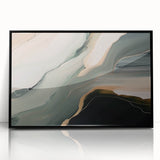 Framed acrylic wall art featuring an abstract design of colorful strokes and lines in black, perfect for modern decor and artistic expression.