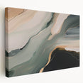 Stretched canvas wall art showcasing an abstract design with colorful strokes and lines, perfect for modern decor. Side view highlights its vibrant colors and texture.