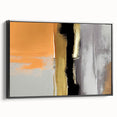 Framed wall art featuring an abstract design with colorful strokes and lines, set against a black background, showcasing a modern aesthetic suitable for contemporary decor.