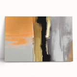 Abstract canvas wall art displaying vibrant strokes and lines in shades of blue, orange, and yellow, perfect for modern home decor and artistic interiors.
