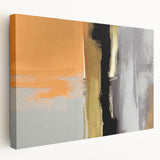 Abstract strokes and lines create a vibrant modern wall art design on a stretched canvas, showcasing a colorful blend of hues that enhance contemporary decor.