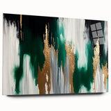 Abstract wall art showcasing vibrant strokes and lines in a modern design, crafted from acrylic glass, presented in a side view without pins, ideal for contemporary decor.