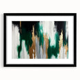 Abstract wall art design featuring bold strokes and lines in a black frame with a white mat, perfect for modern home decor and artistic wall displays.