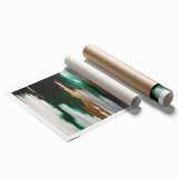 Abstract wall art print showcasing vibrant strokes and lines in a dynamic color palette, perfect for modern home decor. This rolled print features a contemporary design that adds a unique touch to any living space.