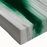 Close-up of a vibrant abstract wall art design featuring bold strokes and lines in shades of blue, orange, and gold, ideal for modern home decor. This stretched canvas adds a contemporary touch to any space.