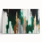 Abstract canvas wall art featuring vibrant strokes and lines in a modern design, predominantly in shades of blue, orange, and yellow, perfect for contemporary decor.
