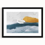 Abstract wall art featuring intricate strokes and lines in a modern design, framed in black with a white mat, perfect for contemporary home decor.