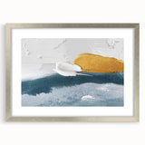 Abstract strokes and lines design wall art in a sleek silver frame with matting, showcasing modern artistic expression suitable for contemporary decor.