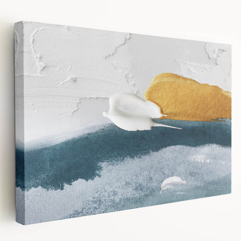 Stretched canvas wall art showcasing an abstract design of colorful strokes and lines, featuring a modern aesthetic ideal for contemporary home decor.