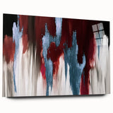 Abstract wall art featuring colorful strokes and lines, displayed in an elegant acrylic glass frame, showcasing a modern design ideal for contemporary home decor.