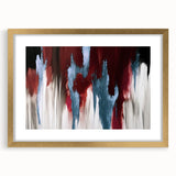 Abstract strokes and lines in a contemporary wall art design, framed in gold with a mat, showcasing a modern aesthetic ideal for enhancing interior decor.