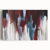 Colorful abstract strokes and lines design on stretched canvas, showcasing vibrant hues and dynamic patterns ideal for modern home decor or office art.