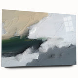 Abstract wall art design featuring colorful strokes and lines, displayed in a side view on an acrylic glass frame, showcasing vibrant hues and modern aesthetics. Perfect for contemporary home decor or artistic spaces.