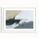 Abstract strokes and lines design wall art in a white frame with mat, showcasing a modern aesthetic perfect for contemporary home decor. Ideal for living rooms or offices.