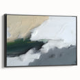 Framed canvas wall art showcasing an abstract design of colorful strokes and lines, set against a sleek black frame, perfect for modern home decor.