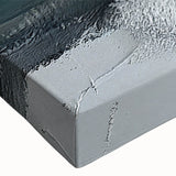 Close-up of a vibrant abstract wall art piece showcasing bold strokes and lines in shades of blue, yellow, and orange, perfect for modern home decor.