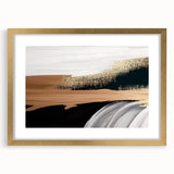 Abstract wall art featuring a contemporary design of colorful strokes and lines, framed with a gold mat, perfect for modern home decor. Ideal for enhancing living spaces with vibrant artistic expression.