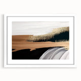 Abstract strokes and lines design in a minimalistic wall art piece, framed with a white mat. Ideal for modern decor, this artwork adds elegance and sophistication to any room.