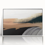 Framed wall art featuring an abstract design of colorful strokes and lines in a modern style, set against a sleek white background, ideal for contemporary decor.