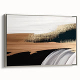 Framed wall art featuring an abstract design of colorful strokes and lines, with a sleek silver frame, showcasing modern artistic expression perfect for contemporary decor.
