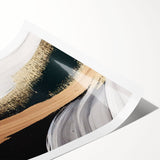 Abstract wall art print featuring dynamic strokes and lines in vibrant colors, ideal for modern decor, elegantly rolled for easy framing and display.