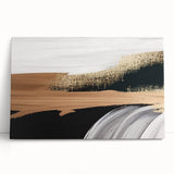 Abstract wall art featuring vibrant strokes and lines in shades of blue, orange, and yellow, ideal for modern decor or creative spaces. This stretched canvas adds a dynamic touch to any interior design.