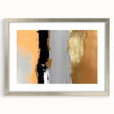 Abstract wall art featuring dynamic strokes and lines in a silver frame, showcasing a modern design ideal for contemporary decor. The piece adds a stylish touch to any room.