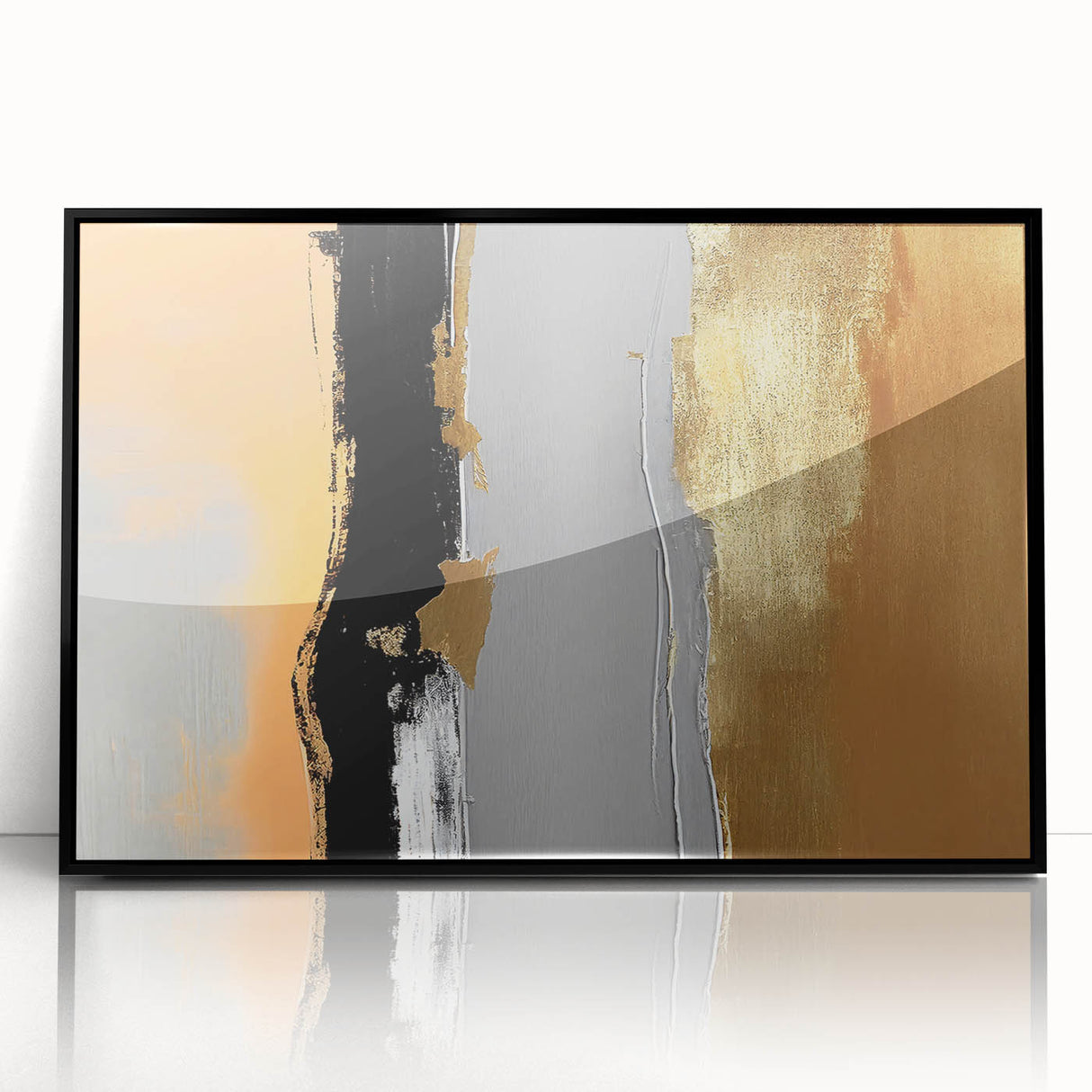 Framed acrylic wall art featuring an abstract design of colorful strokes and lines in black, showcasing modern artistic expression for contemporary home decor. Perfect for enhancing living spaces with a touch of sophistication and creativity.
