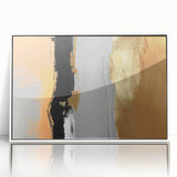 Framed abstract wall art featuring dynamic strokes and lines in a modern design with a white frame, perfect for contemporary home decor.