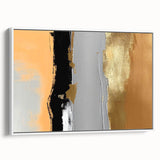 Framed canvas wall art showcasing an abstract design of colorful strokes and lines, presented in a stylish white frame, perfect for modern decor.