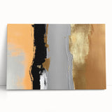 Abstract wall art featuring an intricate design of colorful strokes and lines on stretched canvas. The piece leans against a neutral backdrop, adding a modern touch to interior decor. Perfect for contemporary living spaces, this vibrant artwork enhances aesthetic appeal with its dynamic colors and patterns.