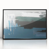 Framed wall art featuring an abstract design of strokes and lines in black and white, showcasing modern artistic expression, ideal for contemporary home decor.