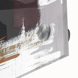 Close-up of an abstract strokes and lines design on acrylic glass wall art, showcasing vibrant colors and intricate patterns, perfect for modern decor.