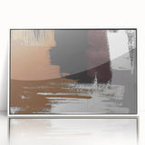 Framed abstract wall art showcasing vibrant strokes and lines in soothing colors, presented in a sleek white frame, perfect for modern home decor accents.