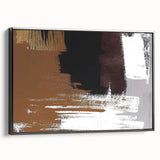 Framed abstract wall art showcasing dynamic strokes and lines in shades of black and white, set against a sleek background, ideal for modern decor.