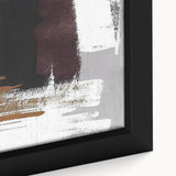 Framed canvas wall art showcasing an abstract design of colorful strokes and lines, emphasizing vibrant hues of blue, orange, and yellow, perfect for modern decor.