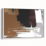 Framed canvas wall art showcasing an abstract design of colorful strokes and lines on a white background, viewed from the side, ideal for modern decor.