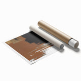 Abstract wall art print showcasing vibrant strokes and lines in a blend of blue, orange, and yellow hues, ideal for modern decor. Perfect as a statement piece.