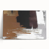 Abstract wall art featuring vibrant strokes and lines in shades of blue, orange, and yellow on stretched canvas, perfect for modern interior decor.