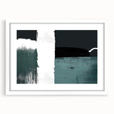 Abstract wall art featuring colorful strokes and lines in a modern design, framed with a white mat, perfect for contemporary home decor and interior styling.