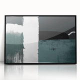 Framed wall art featuring an abstract design of colorful strokes and lines in vibrant hues, set against a sleek black frame, ideal for contemporary decor.