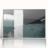 Framed wall art featuring an abstract design of colorful strokes and lines in a modern aesthetic, set against a clean white background, perfect for contemporary home decor.